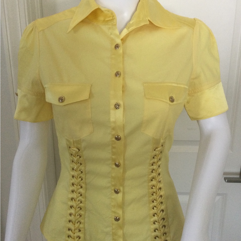 BEBE silk XS yellow blouse